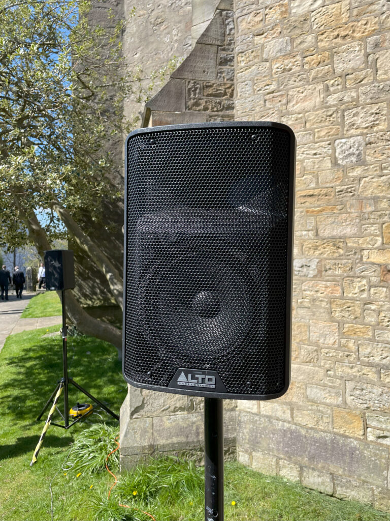 Funeral Live Streaming & Outdoor Speakers at Caton, Lancashire Church service