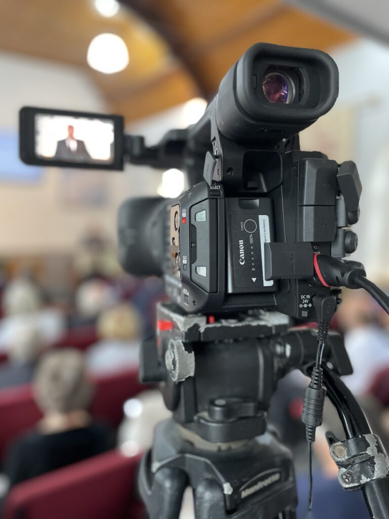Funeral AV TV Relay on big Screen -Caton Baptist Church - Lancaster Webcasting Professional service