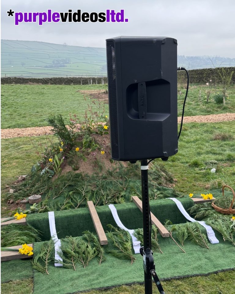 Funeral Outside Loudspeaker Burial Ground, Lancashire, Yorkshire, Cumbria