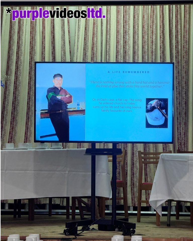 Funeral TV Screen hire at Wake - Appleby in Westmorland, Cumbria